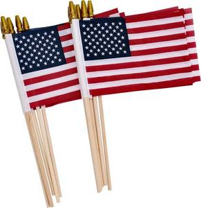 lot 19953 image: 12 Pack Small American Flags on Stick Small US FlagsMini American Flags for Outside 4x6 Inch American Hand Held Stick Flags with Kid-Safe Spear Top, Patriotic Veterans Day Decorations, 4th of July Decorations