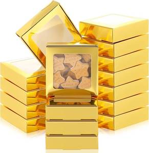 lot 19962 image: Zonon 30 Pcs Kraft Paper Boxes with Window 4.13 x 4.13 x 1.18 Inch Candy Packaging, Small Gift Boxes, Soap holder, Mini Treat Packaging for Bakery Chocolate Jewelry Display (Gold)