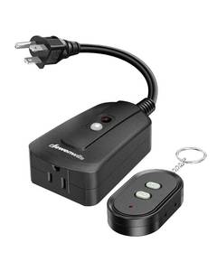 lot 19963 image: DEWENWILS Outdoor Wireless Remote Control Outlet, 15 amp Heavy Duty Weatherproof Remote Controlled Light Switch for Lights String Lights, 100 Feet Range, UL Listed