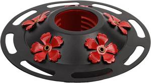 lot 19966 image: WOSIBO Hummingbird Feeder Replacement Bottom Base Replacement Part Includes Red Plastic Base Metal Top and Brushes (Black Circle)