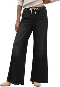 lot 19976 image: Cicy Bell Womens Flare Jeans Casual Wide Leg High Elastic Waist Drawstring Vintage Denim Pants with Pockets - tag removed