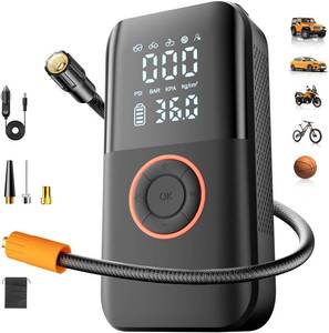Air Pump for Car Tires, 150PSI Cordless Tire Pump, 12V DC & Battery Dual Power, Auto Shut-Off Air Compressor for Car, Motorcycle, Bike, Ball - LED Light & Digital Display, Car Gifts for Women Men