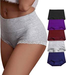 lot 19980 image: Womens Cotton Underwear,Ladies Soft Stretch Tummy Control Comfy No Muffin Panties Boyshorts Size Large
