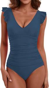 lot 19991 image: Womens Ruffled One Piece Swimsuit Tummy Control Bathing Suits Swimwear Size XL