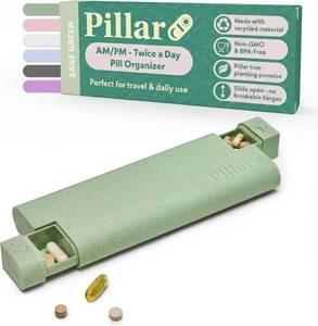 lot 19994 image: Pillar AMPM Pill Box Organizer Two Times a Day  Aesthetic 7 Day Tablet Organizer 2 Times A Day  Beautiful Weekly Pill Box for Day and Night Medication (Sage Green)