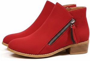 lot 19995 image: WomenS Suede Chunky Heel Walking Ankle Boots With Side Zipper Retro Pointed Toe Low Block Heel Comfortable Work Boots Stylish Everyday Non-Slip Boot Size 37