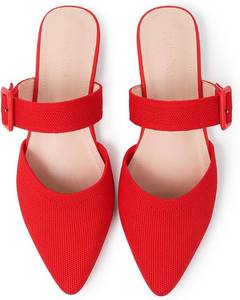lot 19999 image: Pointed Toe Mules for Women Flats Slip On Mules Backless Wide Width Mules Mule Slides Flats Sandals Size 37