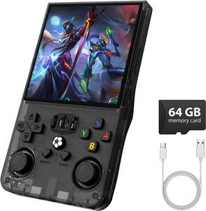 lot 19403 image: R36MAX Retro Gaming Console, Retro Handheld Games Console with 64GB TF Card, Portable Hand Held Open Source Linux System, 4.0 inch IPS HD Screen Video Game Consoles, 4000mAh Battery