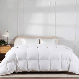 lot 19422 image: Beckham Hotel Collection Feather Down Comforter   All Season Duvet Insert with Baffle Box Construction, 400 Thread Count Cotton Blend, Responsibly Sourced Down, TwinTwinXL