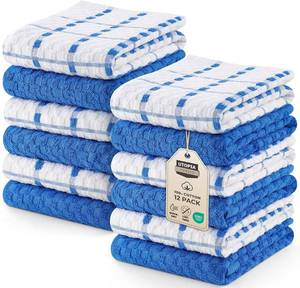 lot 19430 image: Utopia Towels - Kitchen Towels 12 Pack, 15 x 25 Inches, 100% Ring Spun Cotton Super Soft and Absorbent Linen Dish, Tea and Bar Towels Set, Blue