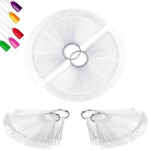 lot 19439 image: ADULLPONY 200Pcs Nail Swatch Sticks - Clear Nail Polish Swatches for Gel Polish, Nail Color Display Sample Sticks with Rings, 4 Bags of 50 Almond Nail Tips for Nail Art Practice & Salon Use