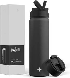 lot 19443 image: JoyJolt Triple Insulated Water Bottle with Straw Lid AND Flip Lid 22oz Water Bottle, 12 Hour HotCold Vacuum Insulated Stainless Steel Water Bottle. BPA-Free Leakproof Water Bottles - Thermos Bottle