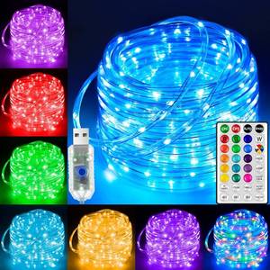 lot 19447 image: Ollny USB Rope Lights Indoor Color Changing, 33FT 100 LED String Lights with Remote, 18 Colors Christmas Light for Indoor Bedroom Party Wedding Holiday Decorations