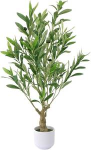 lot 19448 image: 34 Fake Olive Tree with Pot Indoor, Small Artificial Olive Branches Stems Potted Greenery Faux Green Plants in Pot for Tabletop Desk Office Bedroom Bathroom Kitchen Living Room Home Decor