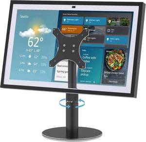 lot 19453 image: Almoz Desk Stand for Echo Show 21, Echo Show 15 (All Generations), Raises Up to 9.5 from Desk, Tilt and Swivel Mount for Alexa Echo Show 21, No Tools Required, Stable Centered Rod Design (UP-Blcak)
