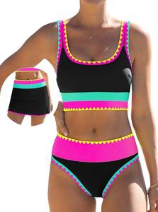 lot 19456 image: popvil High Waisted Bikini Sets for Women Tummy Control Swimsuits 3 Piece Bathing Suits Neon Swimwear with Skirt 2026 SIZE S