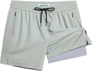 lot 19465 image: maamgic 5inch Mens Swimming Trunks with Compression Liner 2-in-1 Swim Trunks Stretch Quick Dry Swim Shorts Zipper Pockets SIZE XXL