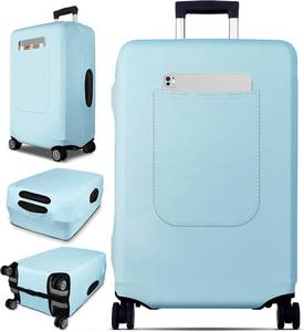 lot 19474 image: Slohif Luggage Cover for Suitcase Tsa Approved Protector - Luggage Sleeve Suit Case Cover Travel Stretch Large Baggage Case Protective Washable Fit 24-27 Inch Light Blue