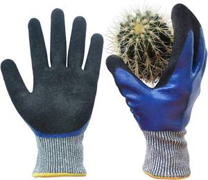 lot 19479 image: Durable Gardening Gloves, Heavy Duty Nitrile Garden Gloves, Double Coated (Large, 2 Pairs Blue)
