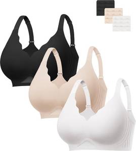 lot 19486 image: habibee Bras for Women Wireless Seamless Jelly Bras Full Coverage Push Up Bralettes Comfortable Scalloped T Shirt Bra