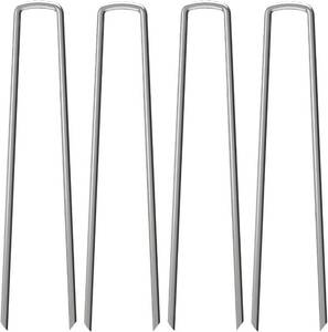 lot 19497 image: 100 Pack 12 Garden Stakes Pins,Heavy Duty Garden Landscape Staples Stakes Pins Galvanized Landscape Fabric Staples Sod Ground Staple for Anchoring Weed Barrier Fabric