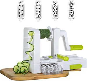 lot 19500 image: 5-Blade Vegetable Spiralizer for Veggie Noodles   Quick Kitchen Slicer with 4 Interchangeable Blades for Carrots, Potatoes, Cucumbers, and Luffa (White)
