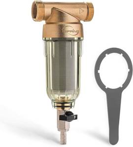 lot 19503 image: iSpring WSP-50 Spin Down Sediment Water Filter, Whole House Reusable Flushable Prefilter for Well Water, 50-Micron, 1 MNPT  34 FNPT, Lead-Free Brass