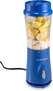 lot 19504 image: Hamilton Beach Portable Blender for Shakes and Smoothies, 14 Oz BPA Free Travel Cup & Lid, Durable Stainless Steel Blades, Personal Smoothie Blender, Blue, 51132G
