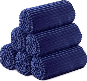 lot 19515 image: Buryeah 6 Pcs Flannel Throw Blanket Bulk 50 x 60 in Sleepover Blanket Outdoor Wedding Throw Lightweight, Oeko-tex Standard 100 Certified for Sofa Homeless Gifts (Navy)