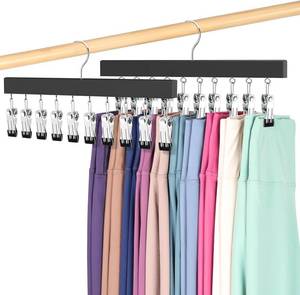 lot 19517 image: Legging Organizer for Closet, Pants Hangers with Clips Holds 20 Leggings, Jeans, Hats, Shorts, Socks, 360  Rotating Space Saving Hanging Lightweight Garment Hanger Storage 2Pcs