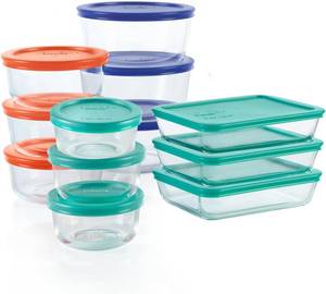 lot 19525 image: Pyrex Simply Store (12-Pack) Glass Food Storage Containers Set, (1, 2, & 3 Cup) Meal Prep Containers with Plastic BPA-Free Lids, Dishwasher & Microwave Safe