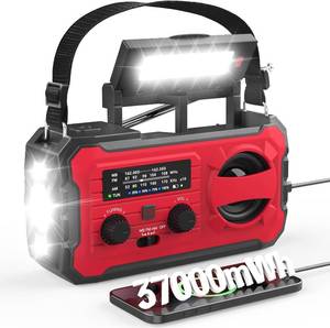 lot 19538 image: NITIGO 10000mAh Emergency Radio, NOAA Weather Radio with AMFM, 37000mWh Rechargeable Phone Power, USBSolarHand Crank Charging, with LED Flashlight, SOS Alarm, Lamp for IndoorOutdoor Emergencies