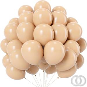 lot 19550 image: Nude Balloons - 12 inch 100pcs Latex - Round Neutral Boho Birthday with 2 Ribbons, Helium Apricot Balloons for Birthday Party, Wedding, Anniversary, Baby Shower Decorations