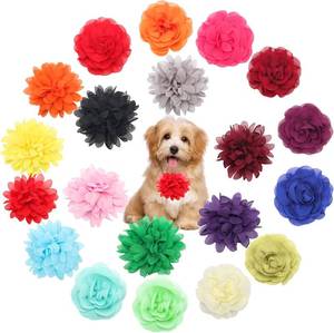 lot 19555 image: Catcan 20Pcs Dog Flower Collar Accessory, Multi-Color Pet Flower Collars 2 Style Soft Chiffon Dog Bow Tie for Puppy Grooming Charms Accessories