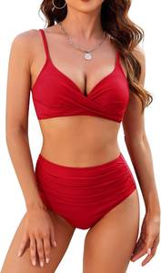 lot 19560 image: ZAFUL Women High Waisted Bikini Sets Two Piece Swimsuit Push Up Twist Front Ruched Bathing Suit SIZE M