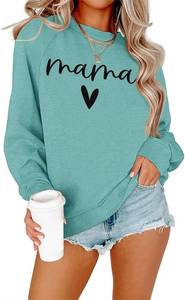 lot 19581 image: Dressmine Womens Casual Long Sleeve Crewneck Loose Mama Sweatshirt Graphic Shirts Pullover Tops SIZE L