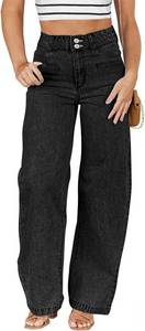 lot 19582 image: Eytino Women Plus Size Wide Leg Jeans High Waisted Stretchy Straight Leg Jeans Loose Trendy Denim Pants SIZE XXL