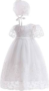 lot 19585 image: Baby Girls Baptism Dress Christening Lace Floral Embroidered Gown Outfit for Infant Toddler SIZE 3 M