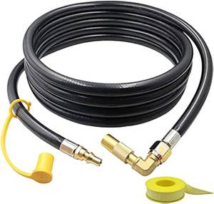 lot 19594 image: Monkemon 12FT Propane Quick Connect Hose RV to Grill, Low Pressure Propane Elbow Adapter with Extension Hose for Blackstone 17 and 22 Griddle, For Camp Chef Stove Portable Fire Pit