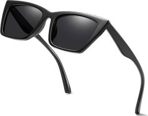 lot 19605 image: Cat Eye Sunglasses for Women Men Retro Narrow Square Driving Glasses UV400 Protection Trendy Plastic Frame