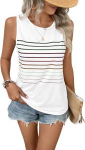 lot 19612 image: EyMuse Tank Tops for Women Summer Striped Sleeveless Tee Loose Casual Crewneck Shirts 2026 Fashion Beach Vacation Clothes SIZE M