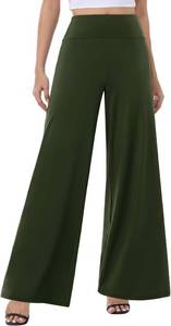 lot 19613 image: ZOOSIXX Wide Leg Palazzo Pants for Women - High Waist Casual Beach Lounge Pants Loose Flowy Pants Stretchy Trousers SIZE L