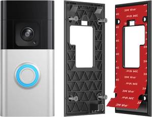 lot 19614 image: Compatible with Ring Battery Doorbell Mount (2024 Release) No-Drill Strong 3M VHB Adhesive Mounting Plate & Screw Kit Renter-Friendly Damage-Free Video Doorbell Holder for Apartments Homes Office