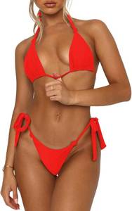 lot 19621 image: OWICA Womens Bikini Sets Bathing Suits Two Piece Swimsuits Sexy Triangle Halter Bikinis Top SIZE L
