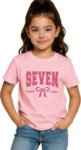 lot 20004 image: Birthday Girl Shirts 5th 6th 7th 8th Girls Birthday Outfit Kid Bow B-Day T-Shirt Gift Party Tee Short Sleeve Tops 7 YEARS