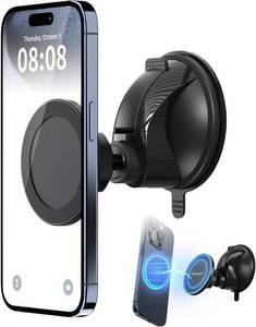 lot 20011 image: PROfezzion Magnetic Shower Mirror Phone Holder Reusable Suction Cup Phone Mount Compatible with iPhone 17 16 15 14 13 12 & All Phones, Rotating Stand for Glass Window Bathroom Kitchen, Black