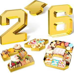 lot 20056 image: Graduation Number Charcuterie Board Box Decorations 2026, 10 Grad Cardboard Numbers Tray Fillable for Charcuterie, Graduation Centerpieces Tables Decorations for College Grad Party Supplies, Gold