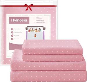 lot 20058 image: Polkadot Pink Queen Size Sheet Set - 4-Piece Extra Deep Pocket Sheet Set Fits Mattress up to 24 inch,Pink Aesthetic Bedding for Girls,Wrinkle-Free & Secure Corner Straps