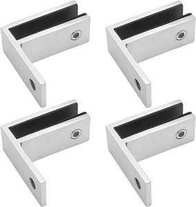 lot 20064 image: EATAKWARD Stainless Steel 304 Glass Bracket Clip, Marine Grade Railing Wall to Glass Clamp for Balustrade, Balcony Deck, Staircase (F Shape)