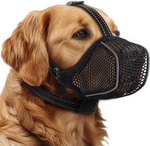 lot 20066 image: Dog Muzzle,Mesh Soft Muzzle for Small Medium Large Sized Dogs, Breathable Reflective Adjustable Puppy Muzzles with Collar for Scavenging Grooming Biting Chewing,Allows Panting and Drinking-L